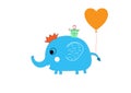 Baby cute elephant first birthday greeting card