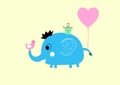 Baby cute elephant first birthday greeting card