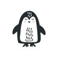 Baby cute funny hand drawn pinguine for greeting card on white background. Vector kids illustration. Christmas time or Royalty Free Stock Photo