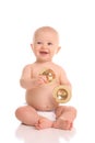 Baby cymbal player portrait Royalty Free Stock Photo