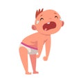 Baby in diaper crying cartoon vector illustration Royalty Free Stock Photo