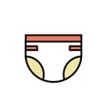 Baby diaper icon, vector color line illustration Royalty Free Stock Photo