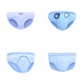 Baby diaper icons set cartoon vector. Various type of absorbent baby diaper Royalty Free Stock Photo