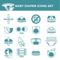 Baby diaper package information vector icons set