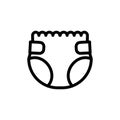 Baby diaper thin line icon. Outline symbol baby panties for the design of children`s webstie and mobile applications