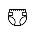 Baby diaper thin line icon. Outline symbol baby panties for the design of children's webstie and mobile applications. Outline str