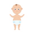 Baby in diaper vector illustration. Funny Baby Isolate