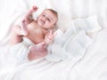 Baby in diaper on a white background Royalty Free Stock Photo