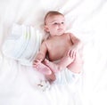 Baby in diaper on a white background Royalty Free Stock Photo