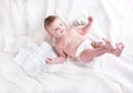 Baby in diaper on a white background Royalty Free Stock Photo