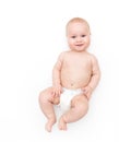 Baby in diaper on white background smile Royalty Free Stock Photo