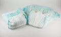 Baby diapers on a white background Royalty Free Stock Photo