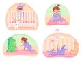 Baby in different situations vector scenes set