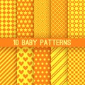 Baby different vector seamless patterns. Orange