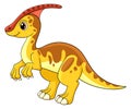 Baby dino icon. Cute parasaurolophus. Funny dinosaur