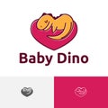 Baby Dino Sleeping Dinosaur Love Heart Child Care Logo