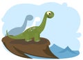 Baby dinosaur. The isolated object on a white background. Cheerful kind animal baby dino. Cartoons flat style