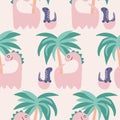 Baby dinosaur in a seamless pattern design