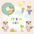 Baby Dog Set - Baby Shower or Arrival Cards Royalty Free Stock Photo