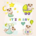 Baby Dog Set - for Baby Shower or Baby Arrival Cards Royalty Free Stock Photo