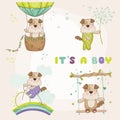 Baby Dog Set - for Baby Shower or Baby Arrival Cards Royalty Free Stock Photo