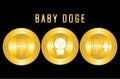 Baby doge crypto currency icon set logo with text and mascot