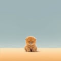 Minimalist Photography Of A Cute Lion In The Desert