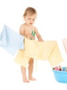 Baby doing laundry Royalty Free Stock Photo