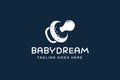 Baby Dream Logo. Pacifier and Crescent Moon Logo Design Template