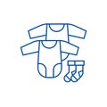 Baby Dress, Rompers And Socks Line Icon Concept. Baby Dress, Rompers And Socks Flat Vector Symbol, Sign, Outline