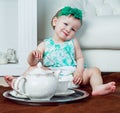 Baby drinking tea Royalty Free Stock Photo