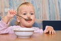 Baby eat with spoon