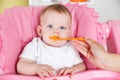 Baby eating carrot