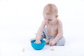 Baby eating the crisps Royalty Free Stock Photo