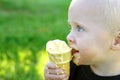 Baby Eating Ice Cream Cone Royalty Free Stock Photo