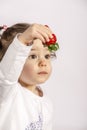 Baby eating strawberry Royalty Free Stock Photo