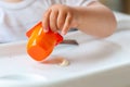 Baby eating yogurt Royalty Free Stock Photo