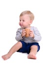 Baby eats bread Royalty Free Stock Photo