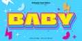 Baby Editable text effect in memphis trend style Royalty Free Stock Photo