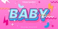 Baby Editable text effect in memphis trend style Royalty Free Stock Photo