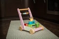 Pink baby educational toy walker trolley