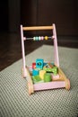 Pink baby educational toy walker trolley