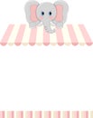 Baby elephant with blank candy shop