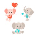 Baby elephant cartoon characters set