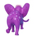 Baby elephant cartoon walking in a white background rear view