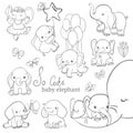 Baby elephant collection over white background