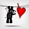 Baby elephant hanging on washing line Royalty Free Stock Photo