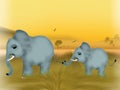 Baby elephant and his mother Royalty Free Stock Photo