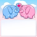 Baby elephant in love banner Royalty Free Stock Photo