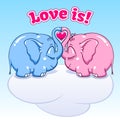 Baby elephant in love on the cloud Royalty Free Stock Photo